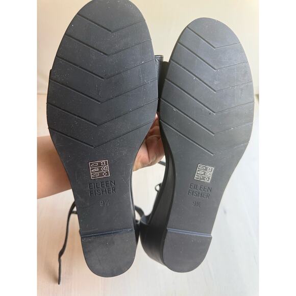 Eileen Fisher black Mara Wedge Sandal size 9.5 - Picture 4 of 11